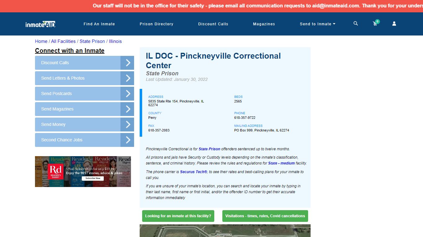 IL DOC - Pinckneyville Correctional Center & Inmate Search ...